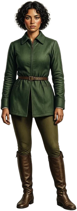 The Princess in a green riding tunic and boots