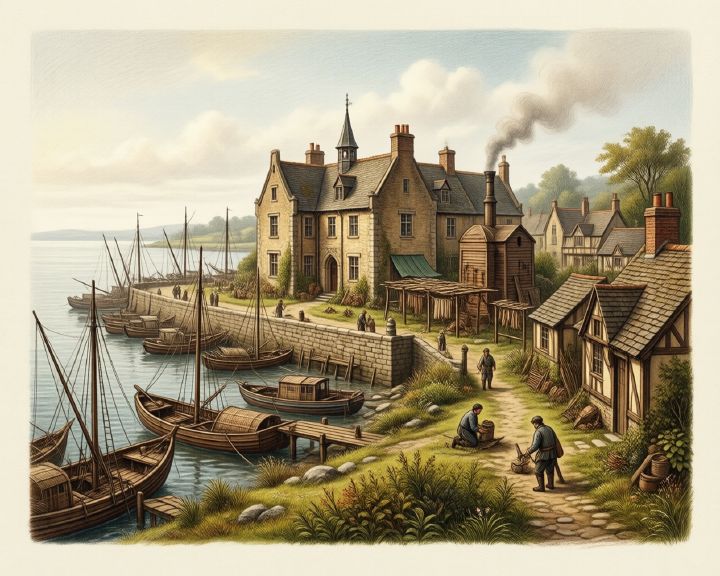 A fishing harbour with boats